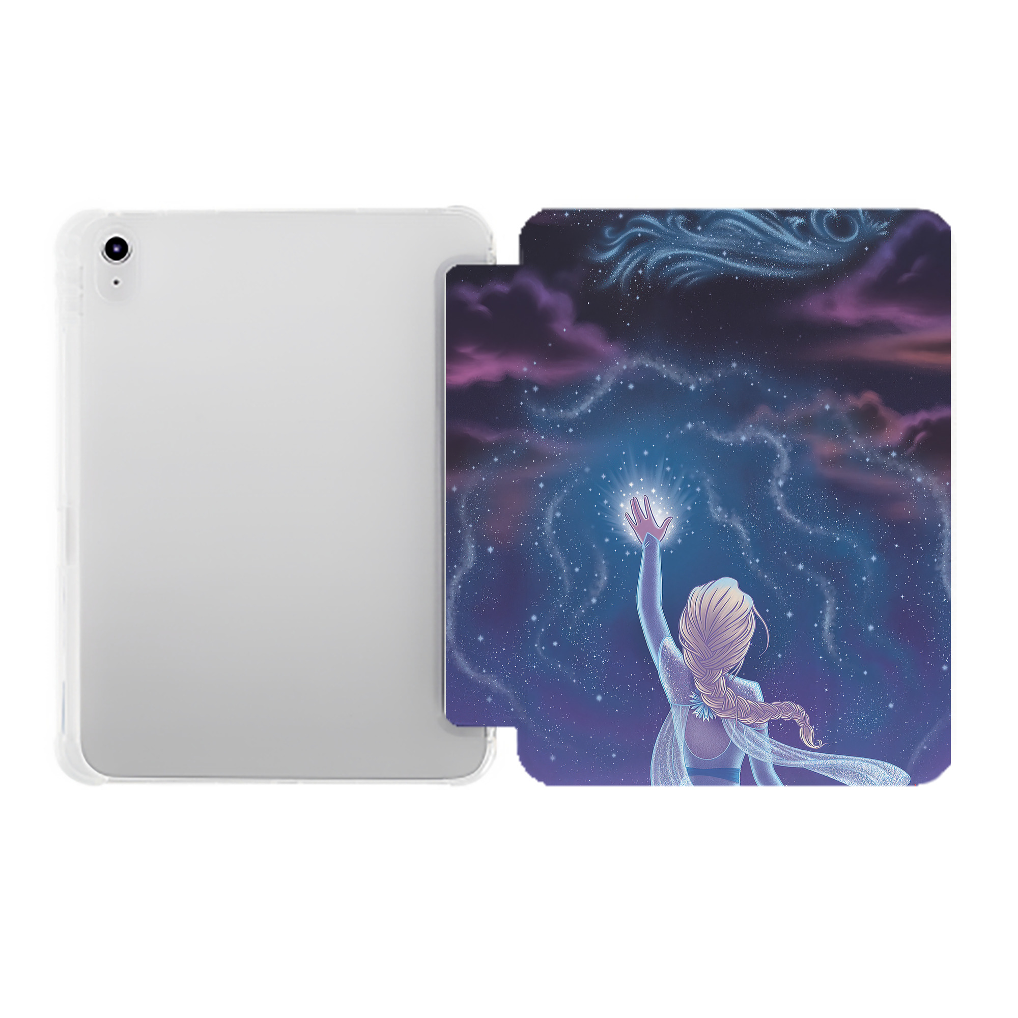 （画像用） アナと雪の女王 アンナ エルサ Frozen Anna Elsa IPad ケース ペン収納付き 三つ折りスタンド PUレザー×シリコン 対応機種9.5/10.5/10.9インチ